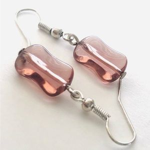 ⭐️5 for $25⭐️ Smokey Rose Vintage Glass on new silver ear wires and settings